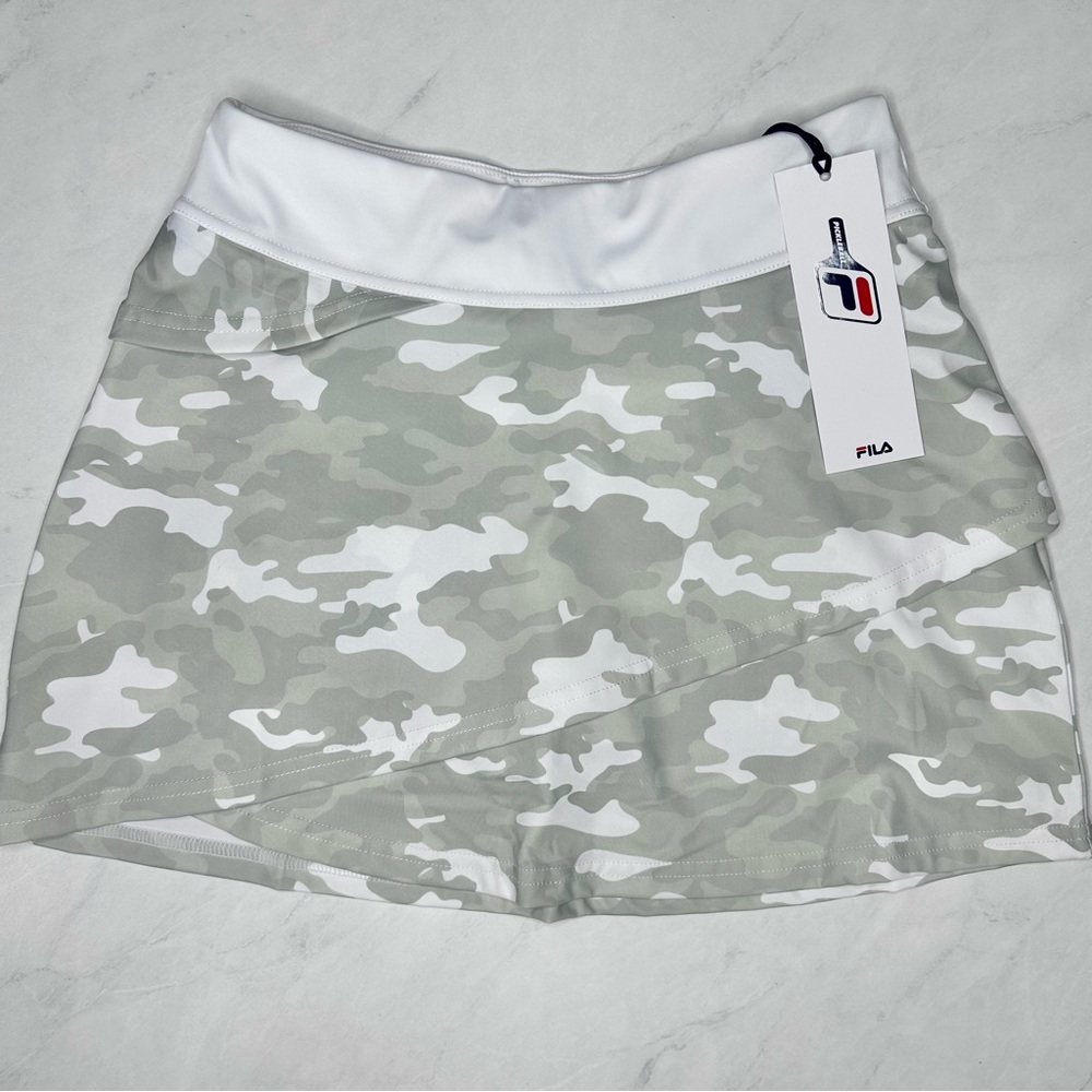 Fila Camouflage Gray White Tiered Tennis Pickleball Skort Skirt
